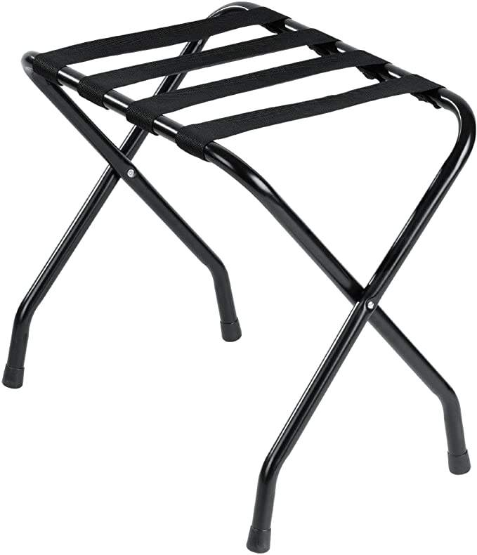 XLJ-07 Wholesale Folding Luggage Rack Suitcase Stand with Fabric Storage Shelf Double Tiers Metal Luggage Holder for Guest Room