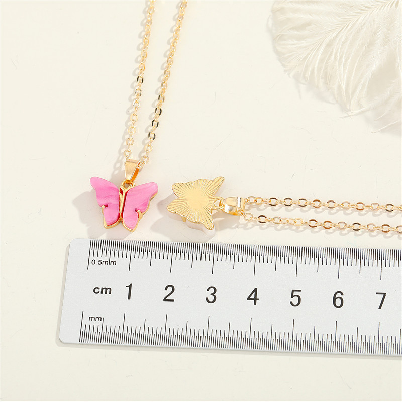 new fashion wild butterfly resin necklace net red personality simple clavicle chain female European and American