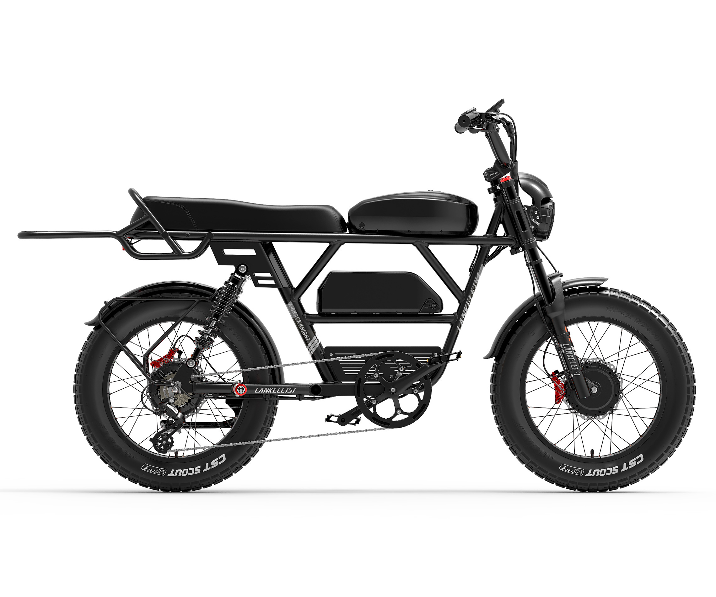 Lankeleisi X-Black Knight Doublel Motor Dual Battery Electric Bike 48V 45Ah E bike 20 inch Fat Tire Mountain Ebike