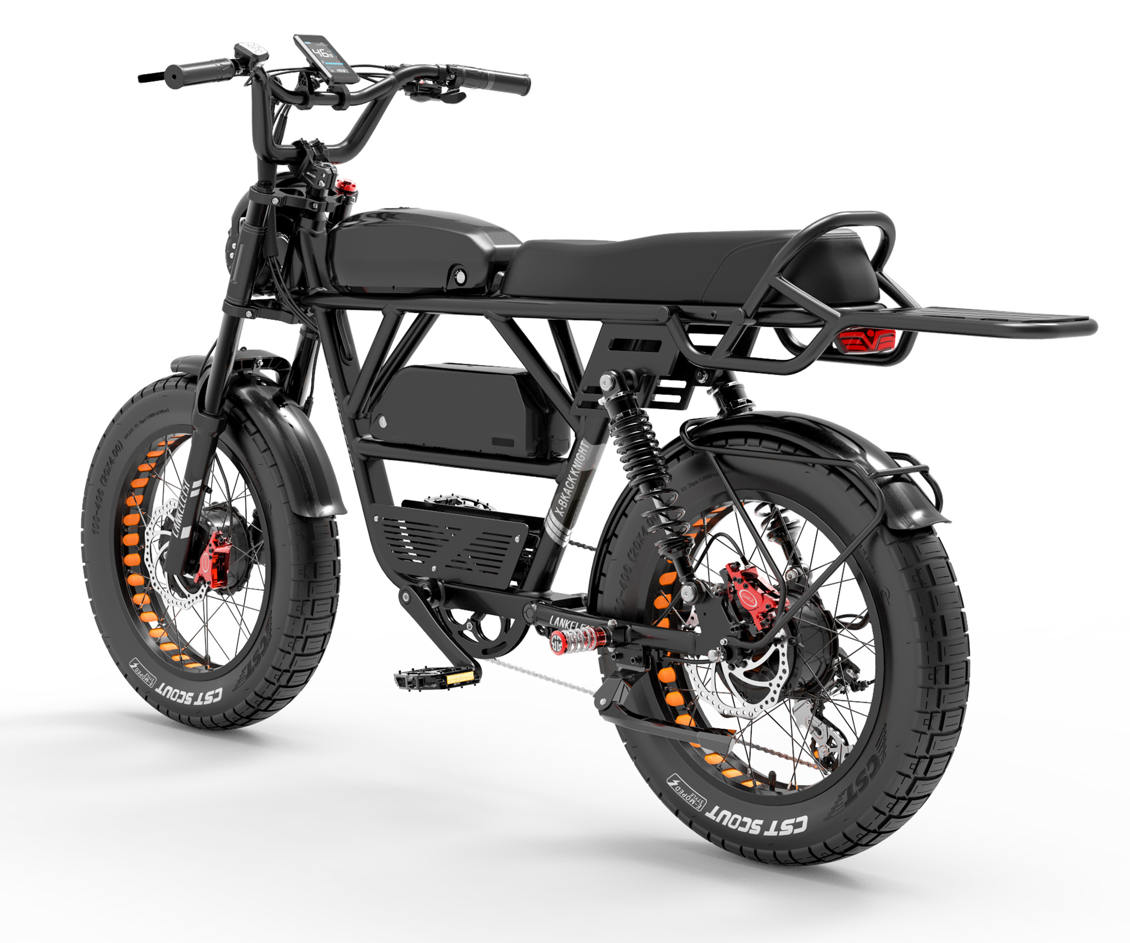 Lankeleisi X-Black Knight Doublel Motor Dual Battery Electric Bike 48V 45Ah E bike 20 inch Fat Tire Mountain Ebike