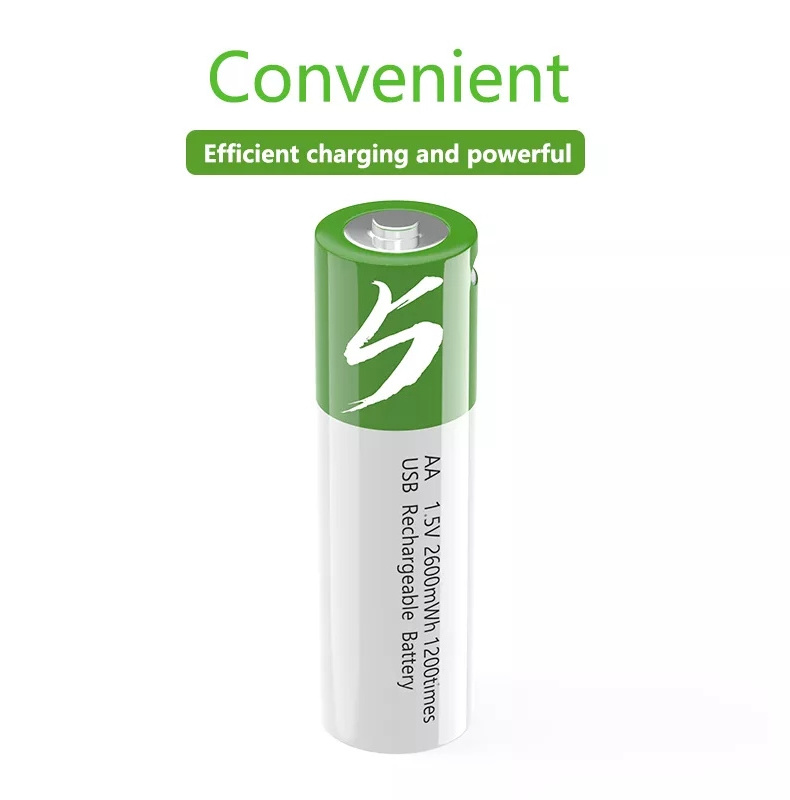 2PCS AA 1.5V USB Rechargeable Batteries 2600 mWh li-ion battery for remote control mouse Electric toy battery + Type-C Cable