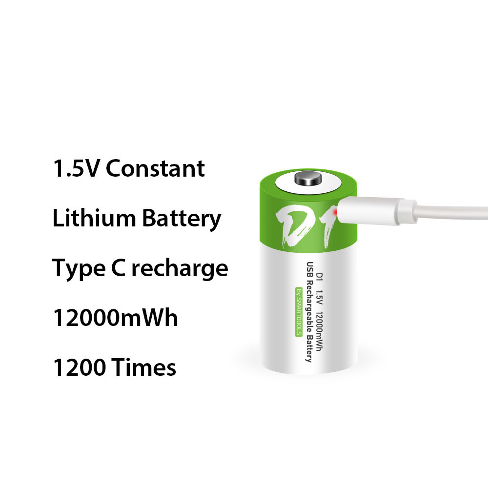 Utility Model flashlight battery 12000mWh am1 lr20 1.5V D size rechargeable lithium UM1 battery Patent design