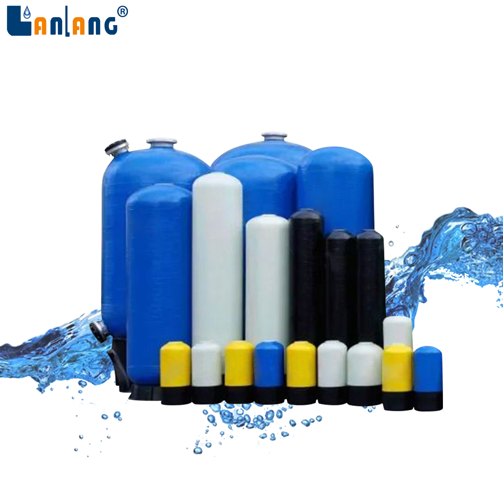 Lanlang Oem Water Filter Fiberglass 10 Gallon Pressure Tank Frp Tanks 1054 1254 1265 1354 1465 1665 Vessel Frp Tank