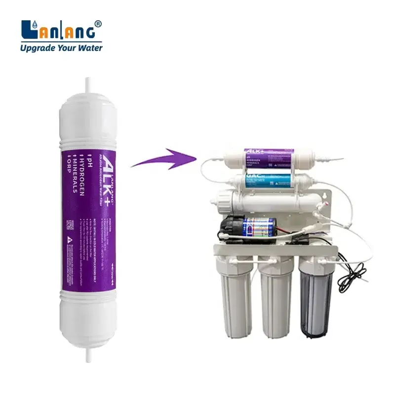 Lanlang inline filters alkaline water filter antioxidants minerals RO purifier 11'' inline T33 alkaline water filter cartridge