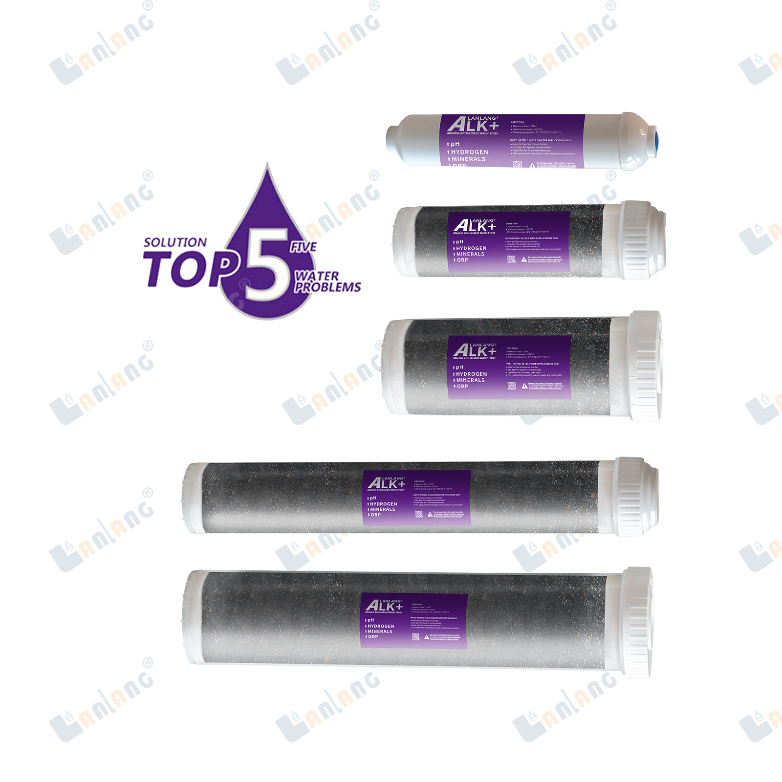 Mineral Under Counter Water Filter Cartridge Alkaline Hydrogen Undersink Post Inline Filter Cartridge