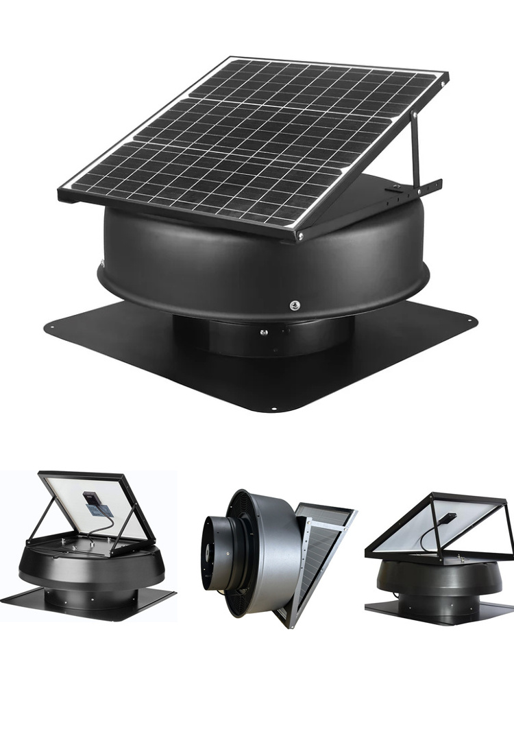 12'' 35w Solar Panel  high efficiency workshop factory home Gazebo Home solar attic roof exhaust fan 24v  With Dc Power Supply