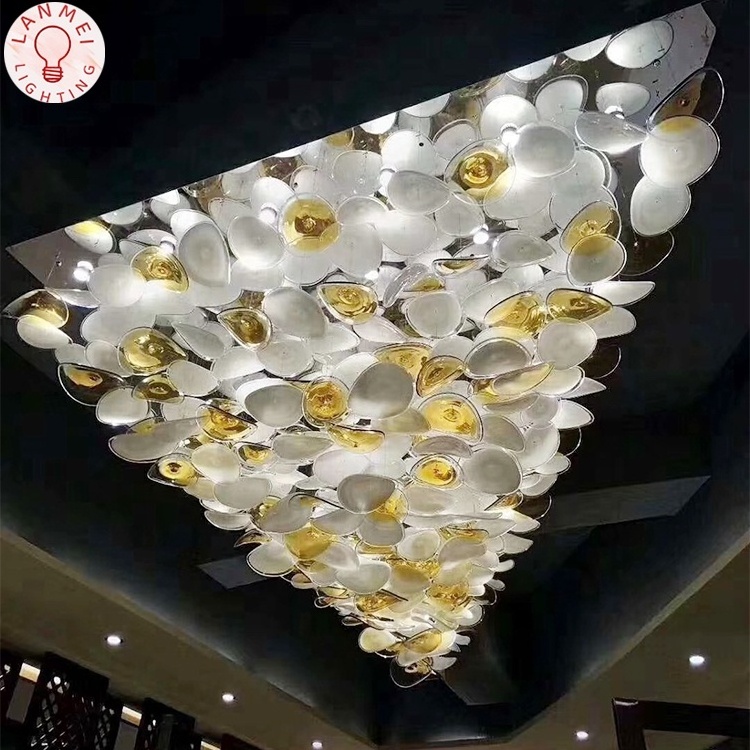 Custom hotel lobby hallway ceiling glass chandelier Modern villa staircase gold hand-made glass chandelier