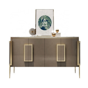 Marble top stainless steel legs wooden sideboard console cabinet for living room bedroom