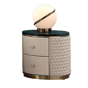 Modern nightstand round oval simple fashion European style storage cabinet bedroom luxury furniture nightstand