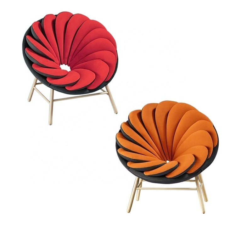 Unique flower shape style chairs fabric wool velvet flower chair with high quality