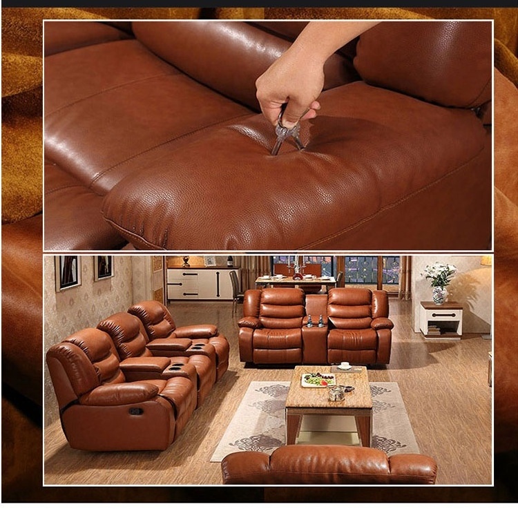 Modern recliner Functional Sofa bed 123 with electric leather cup holder