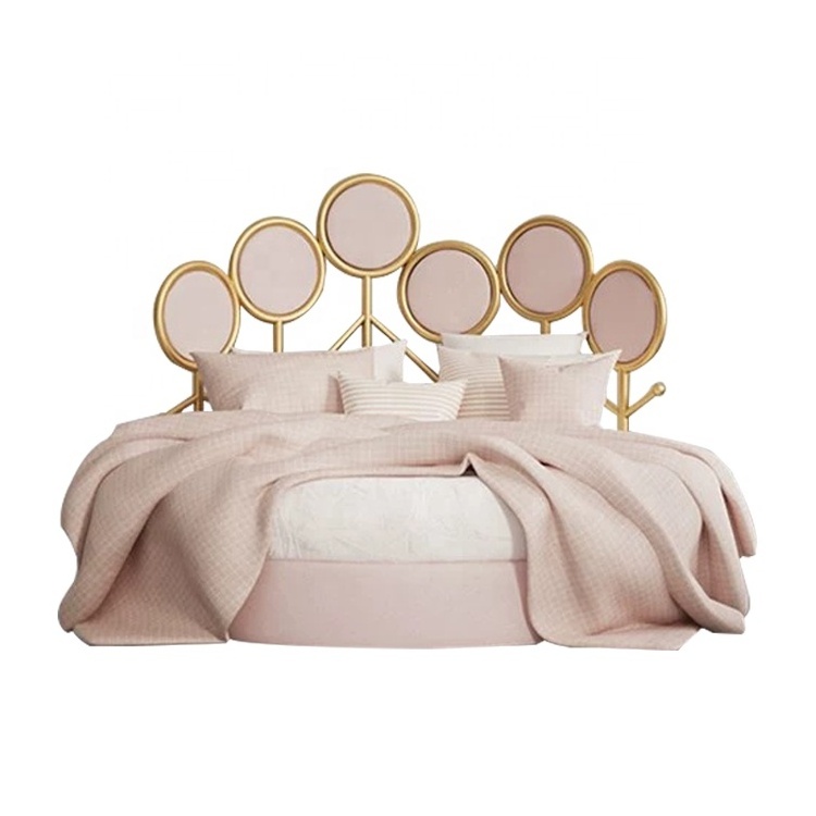 Cozy Bedroom Furniture Pink Large Round Leather Bed Affordable bed round shaped Bed For Sale