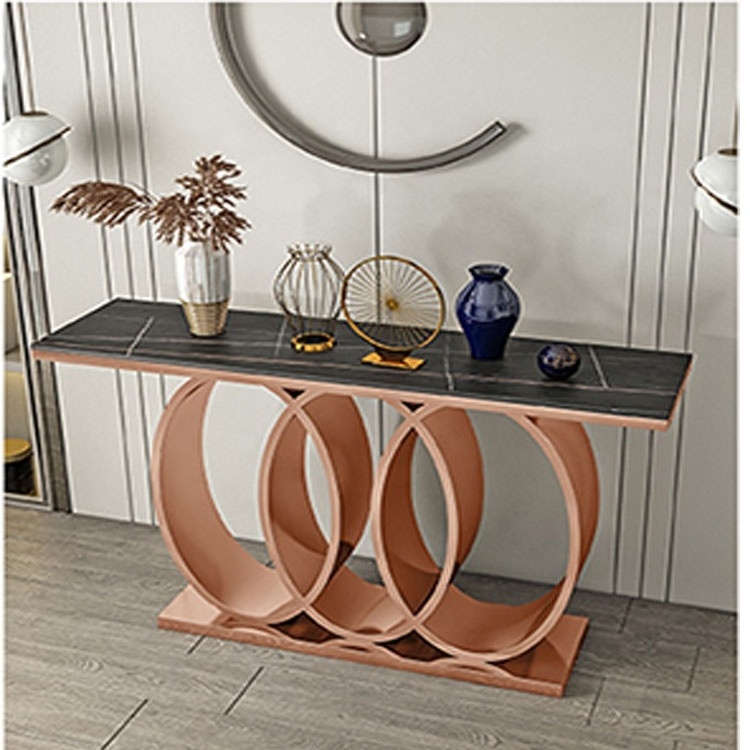 Luxury Modern Crushed Diamond Mirrored royal console table marble With Mirror Set