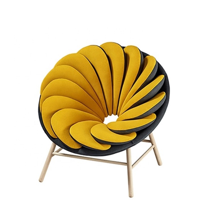 Unique flower shape style chairs fabric wool velvet flower chair with high quality