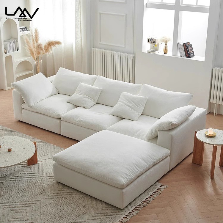 Nordic Design Living Room Modular Sofa Room Double Sofa with Stool Cloud Shape Creative Hotel Villa Reception Hall Art White Set