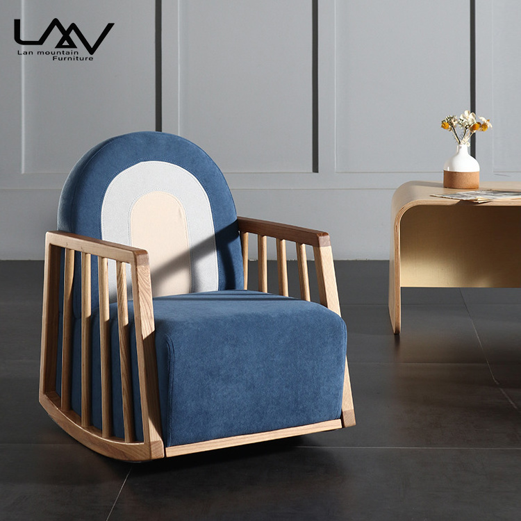 Nordic solid wood kid rocking chair children lounge chair living room bedroom leisure single sofa chair