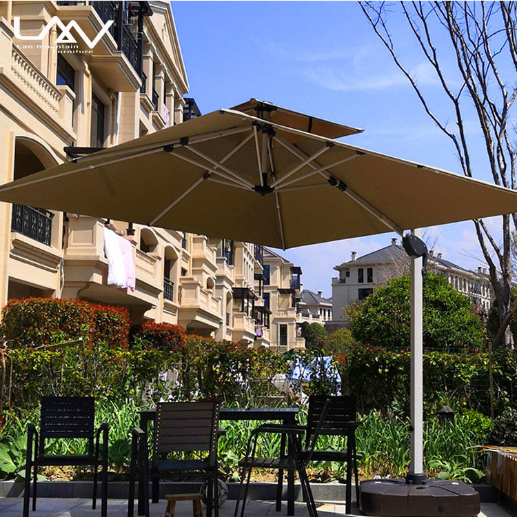 Outdoor offset sun umbrella with solar light garden cantilever led parasol patio umbrella parasol