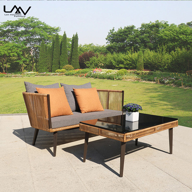 Villa Patio All Weather Modern Rattan Aluminum Frame Single Sofa Chair Hotel Garden Terrace Balcony Outdoor Sofa Sectional