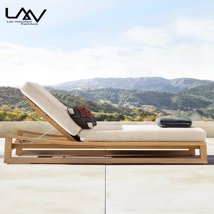 Luxury teak garden reclining furniture set Outdoor hotel swimming pool beach sun bed teak lounge chair