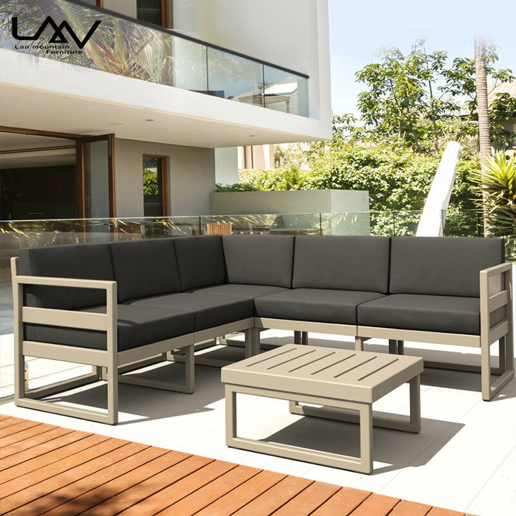 Waterproof Fabric Aluminum Frame Outdoor Garden Patio Sofa Set Design Leisure Chair and Table Hotel Villa Balcony Simple Modern