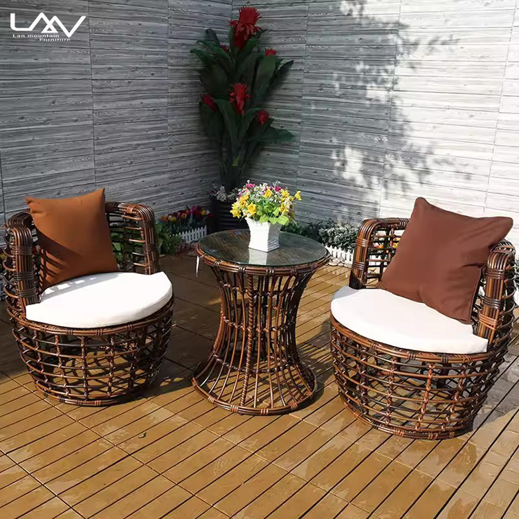 Rattan With Aluminum Frame Outdoor Garden Patio Leisure Chair Terrace Retro Creative Hotel Villa Single Sofa Chair Furniture