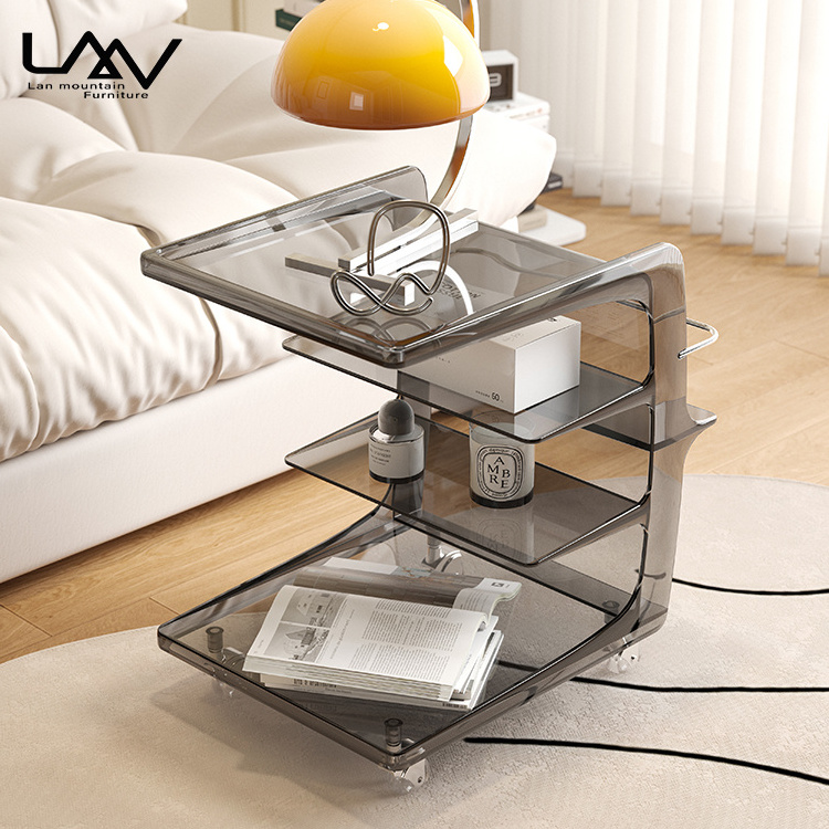 Modern Acrylic can move storage table Living room bedroom creative Side Table multifunctional storage cabinet