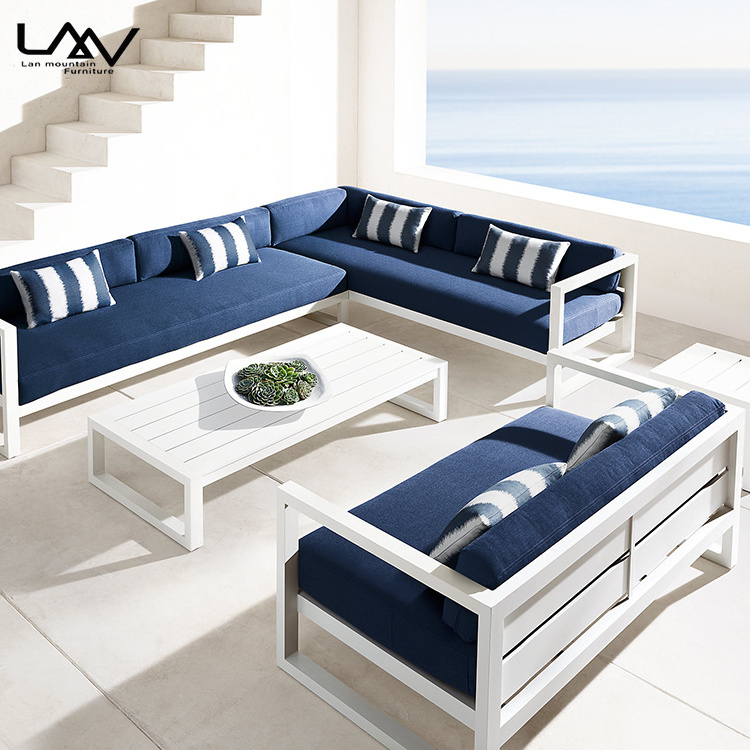 Waterproof Fabric Aluminum Frame Outdoor Garden Patio Sofa Set Design Leisure Chair and Table Hotel Villa Balcony Simple Modern