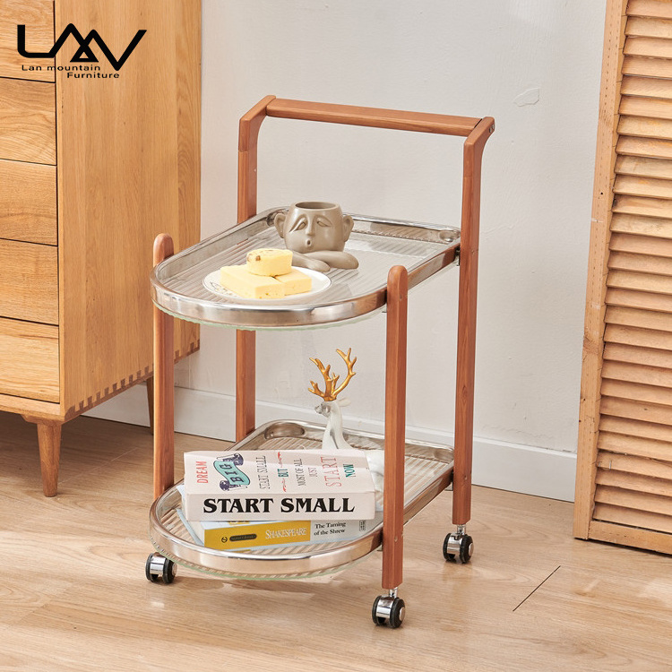 Modern home decoration Rolling Cart side table Kitchen Bar Cart Rack Storage With Wheels And Handle