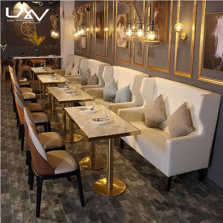 modern restaurant leather high back sofa booth seating furniture wooden dining tables and chairs coffee shop chaise