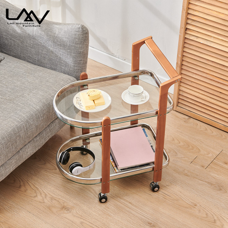 Modern home decoration Rolling Cart side table Kitchen Bar Cart Rack Storage With Wheels And Handle