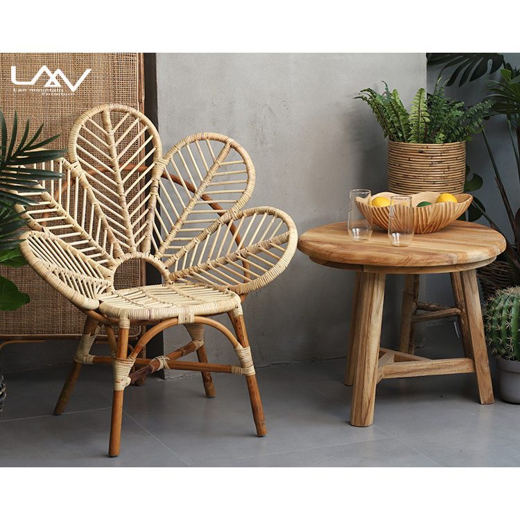 Rattan / wicker Woven Jane Petal accent Chairs designer Living Room Leisure Chair Balcony Patio Garden Wood Flower Shaped Chair