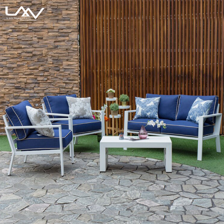 Waterproof Fabric Aluminum Frame Outdoor Garden Patio Sofa Set Design Leisure Chair and Table Hotel Villa Balcony Simple Modern