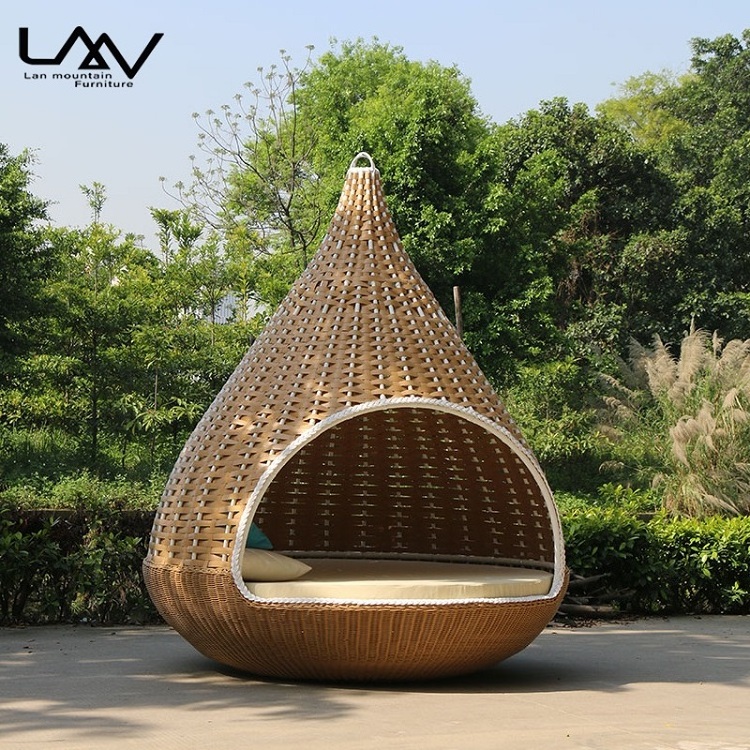 Modern Garden furniture hotel swimming pool Beach wicker bird's nest shaped outdoor hanging chair sunbed daybed