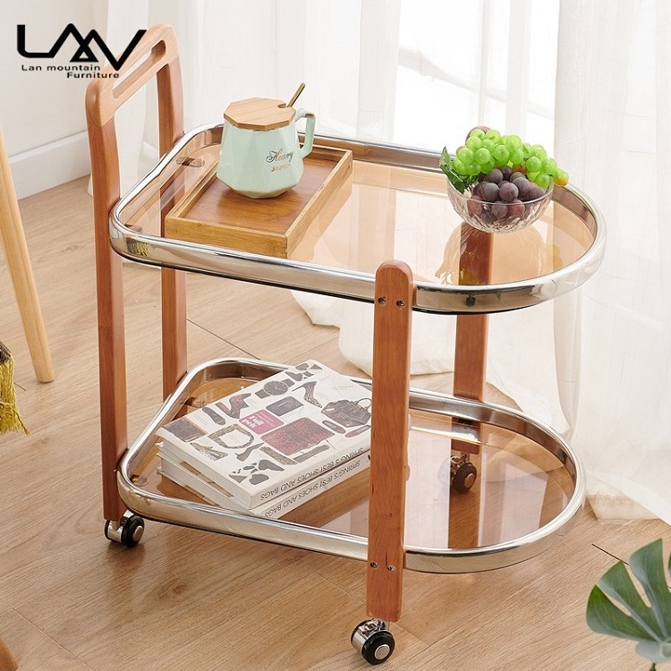 Modern home decoration Rolling Cart side table Kitchen Bar Cart Rack Storage With Wheels And Handle