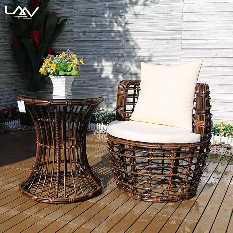 Rattan With Aluminum Frame Outdoor Garden Patio Leisure Chair Terrace Retro Creative Hotel Villa Single Sofa Chair Furniture