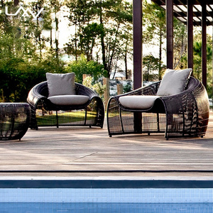 Modern designer style Outdoor Weave Wicker Rattan Half-Moon sofa set villa hotel garden patio waterproof sofa furniture