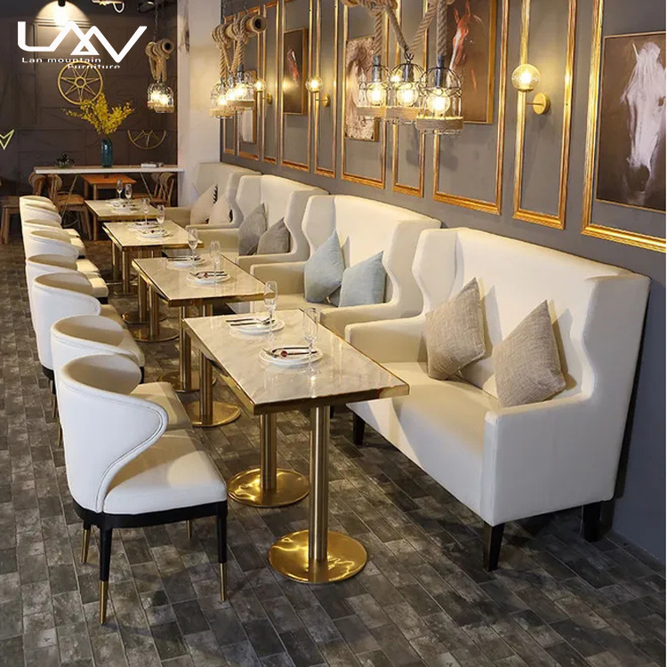 modern restaurant leather high back sofa booth seating furniture wooden dining tables and chairs coffee shop chaise