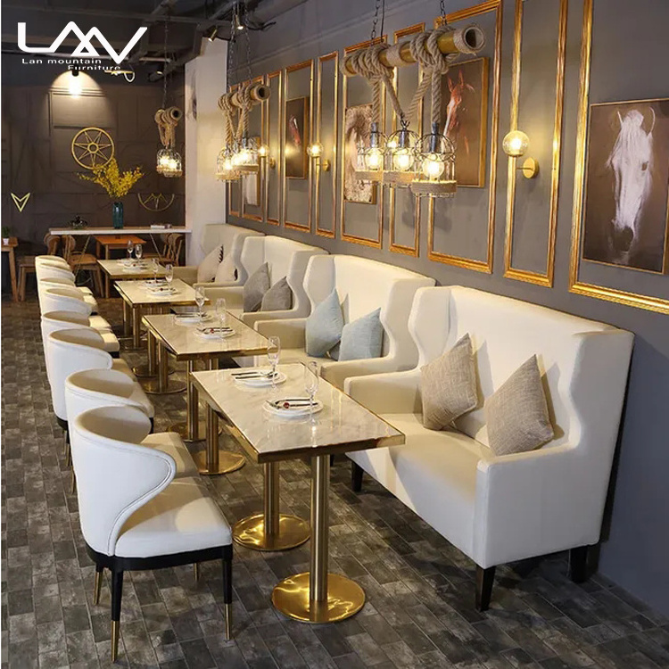 modern restaurant leather high back sofa booth seating furniture wooden dining tables and chairs coffee shop chaise