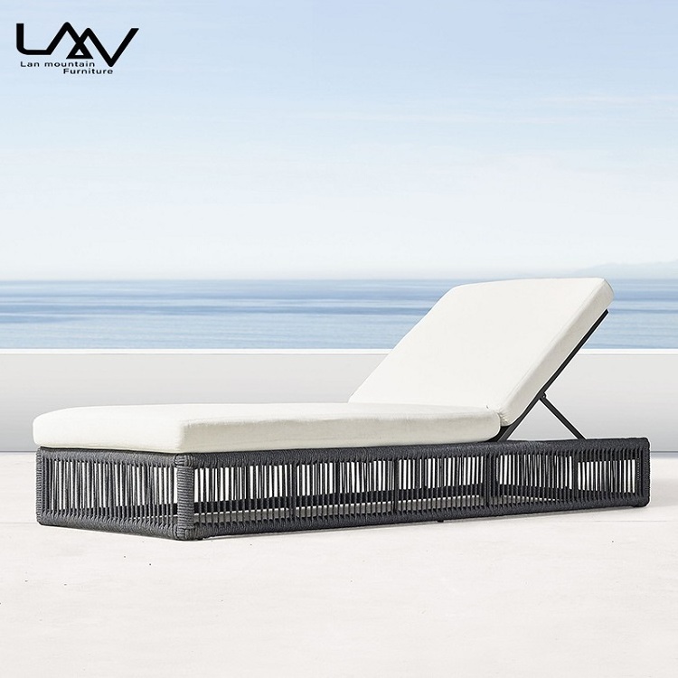 Modern Outdoor Garden Adjustable Weave Rope Reclining Chair swimming pool Sun bed Beach Daybed Furniture