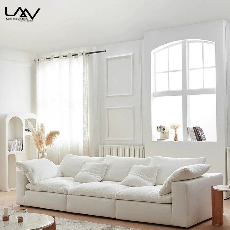 Nordic Design Living Room Modular Sofa Room Double Sofa with Stool Cloud Shape Creative Hotel Villa Reception Hall Art White Set