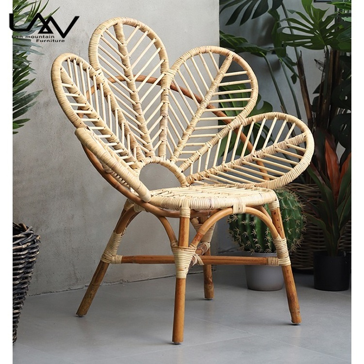 Rattan / wicker Woven Jane Petal accent Chairs designer Living Room Leisure Chair Balcony Patio Garden Wood Flower Shaped Chair