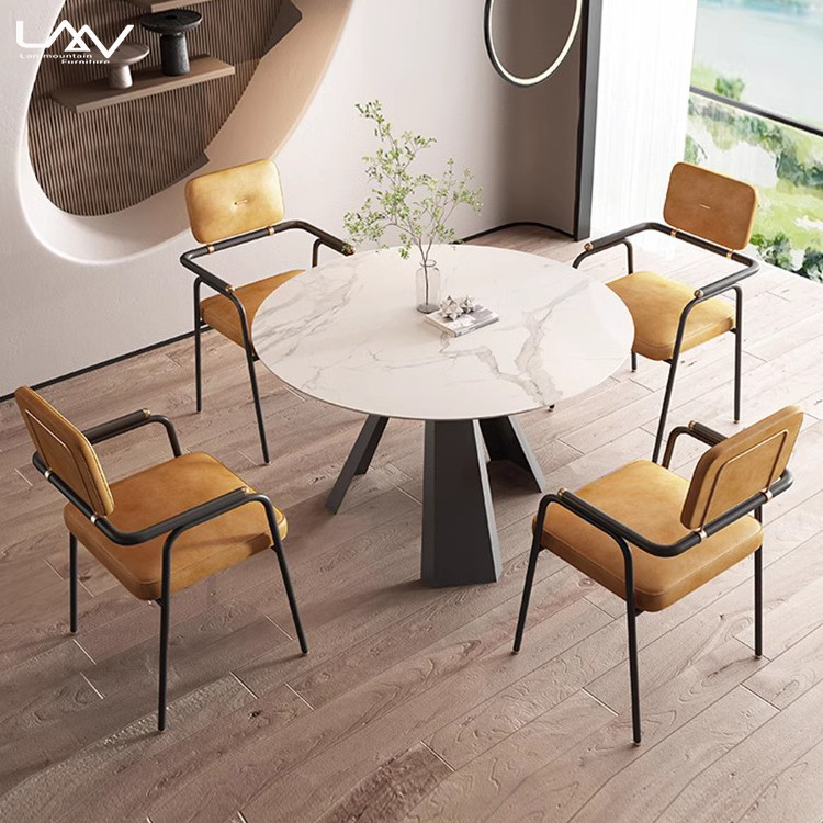 Hot Selling Dining Table Metal Leg With Rock Plate Living Room Table Nordic Design Hotel Lobby Villa Restaurant Table Furniture