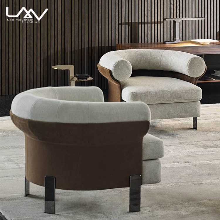 Modern fabric lounge leisure armchairs living room fauteuil furniture and bedroom single sofa hotel apartment sofa chair