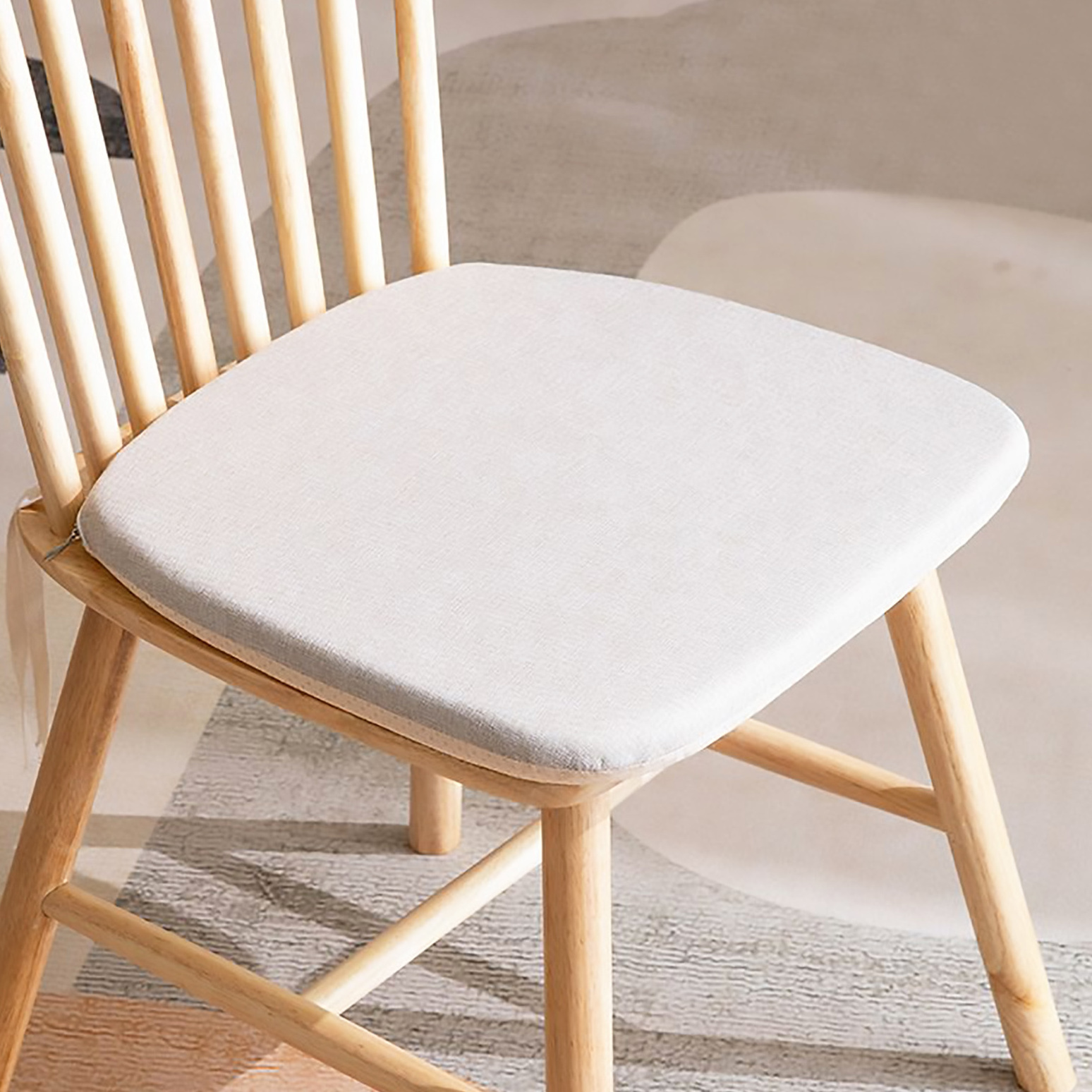 Non-slip Memory Foam Kitchen Dining Room Seat Cushion Linen Fabric Chair Cushion With Ties Square Seat Pad