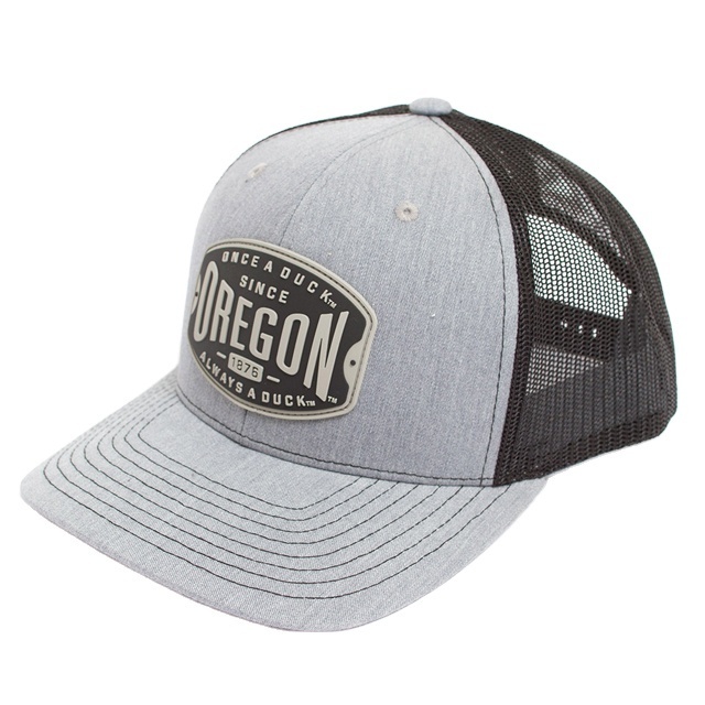 Make usa oregon grey pvc rubber patch mesh trucker baseball cap