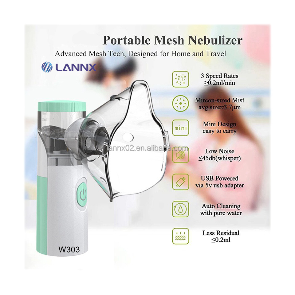 LANNX W303 Customization Atomizer Inhaler Pocket Ultrasonic Portable Mesh Nebulizer Handheld Rechargeable Nebulizers