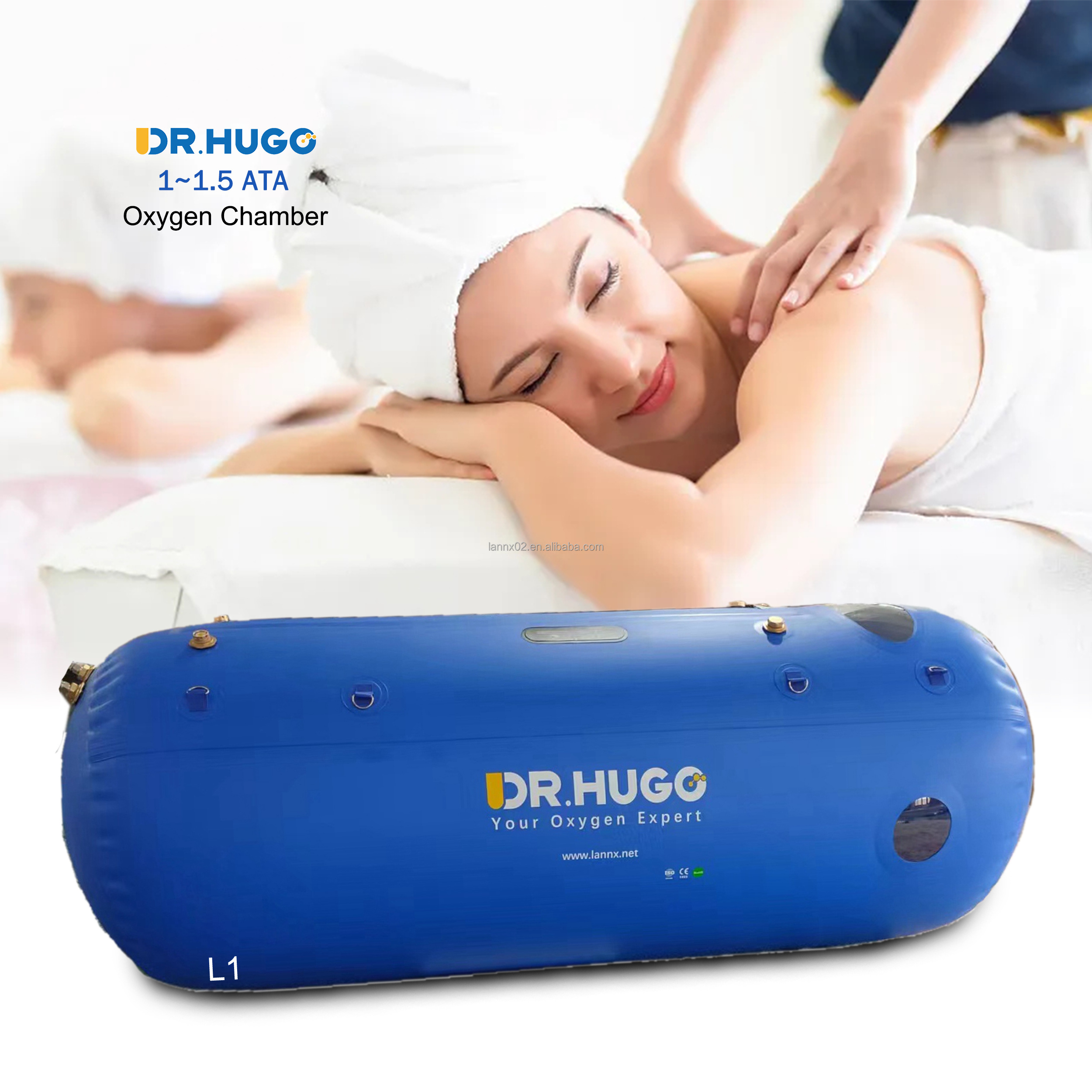 DR.HUGO L1 Spa use hyperbaric chamber 1.3 ata for Laying Style portable oxygen chamber HBOT Hyperbaric Oxygen Therapy Camera