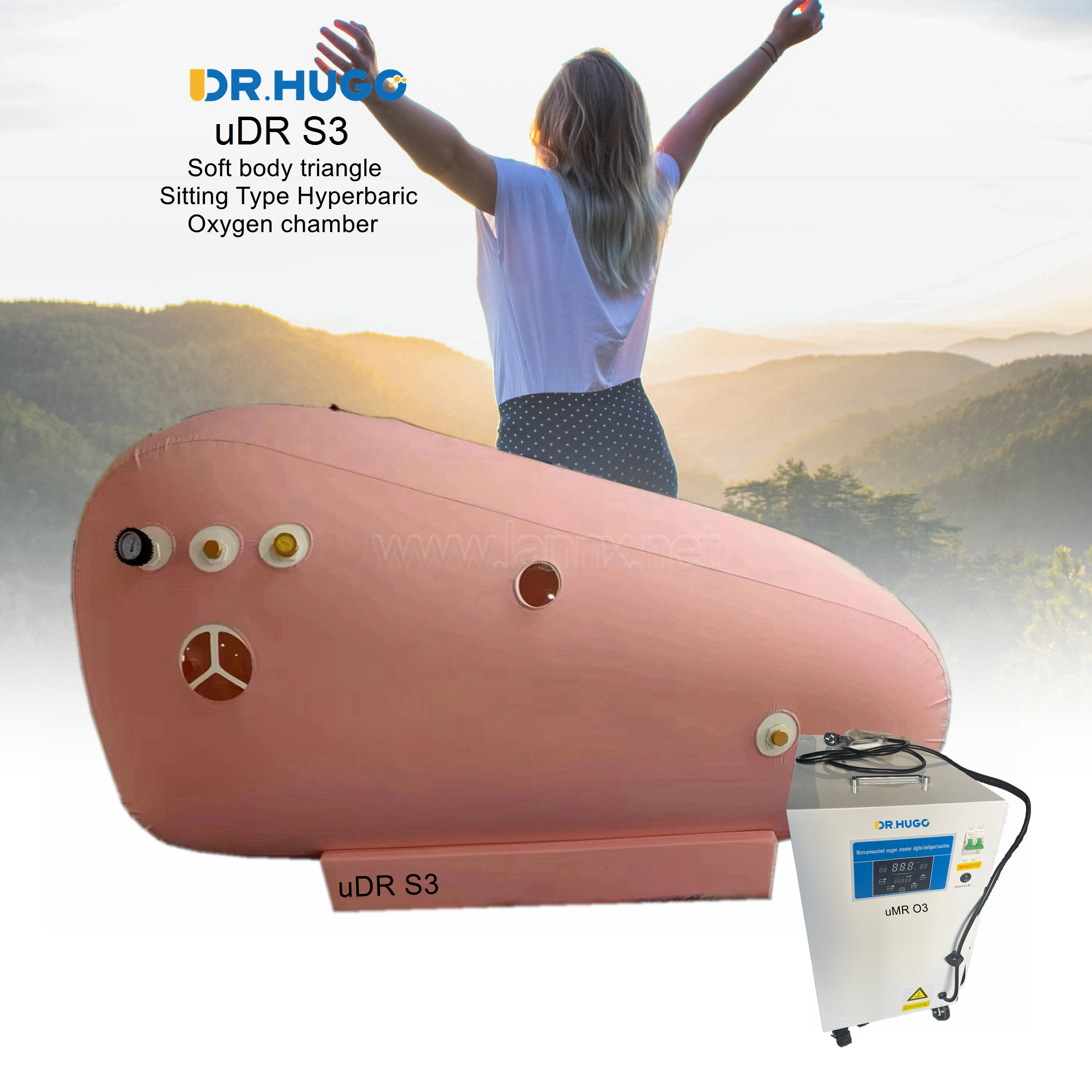 DR.HUGO uDR S3 SPA Capsule Portable HBOT Hyperbaric Oxygen Chamber for Anti-Aging triangle 1 ata~1.5 ata Camara Hiperbaricas