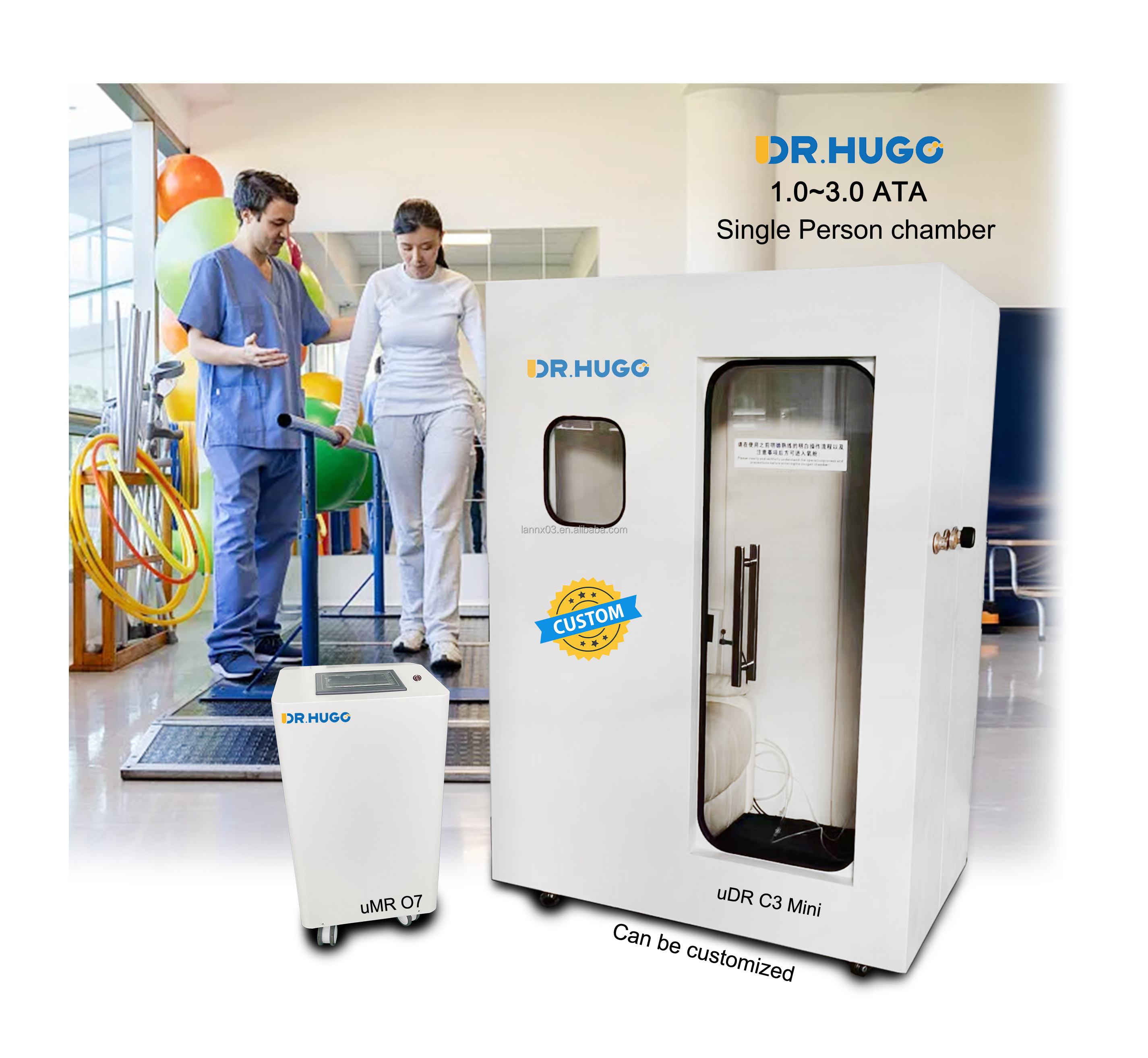 DR.HUGO uDR C2 Mini Custom LOGO Oxygen therapy 1~ 3.0ata Hyperbaric-oxygen-chamber with oxygen-concentrator Camara Hiperbaricas