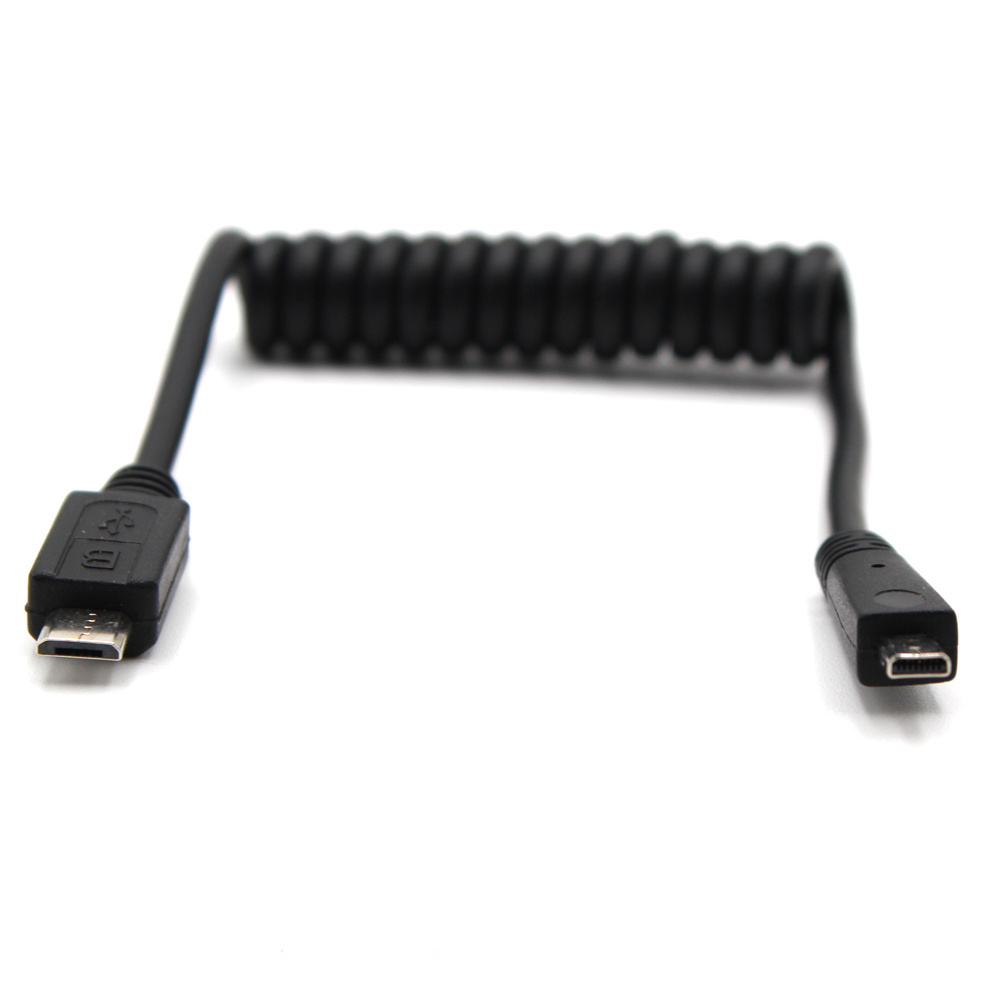 Custom Curly Spring Spiral Wire Coiled Micro USB B to AV UC-E6 type c micro usb Cable